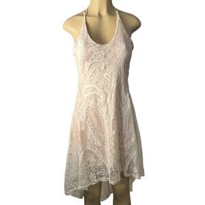 The Vintage Shop , Cream Lace Dress with pink lining Size M